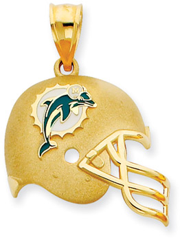 True Fans Miami Dolphins 1/10 CT. T.W. Diamond Enamel Disc Necklace in  Sterling Silver and 10K Yellow Gold