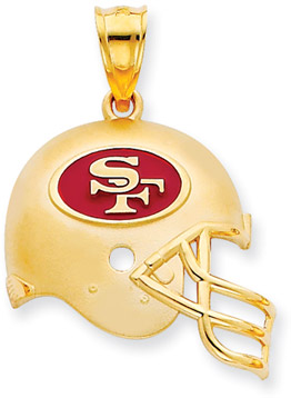 NFL San Francisco 49ers Helmet Pendant with Enamel, 14K Yellow Gold