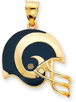 NFL St. Louis Rams Helmet Pendant with Enamel, 14K Yellow Gold