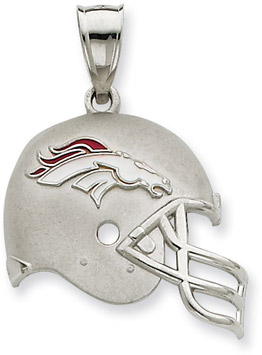 Sterling Silver Denver Broncos NFL Helmet Pendant