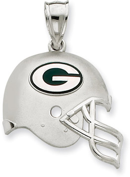 Sterling Silver Green Bay Packers NFL Helmet Pendant