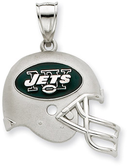Sterling Silver New York Jets NFL Helmet Pendant