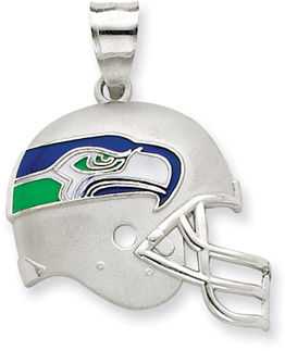 Sterling Silver Seattle Seahawks NFL Helmet Pendant