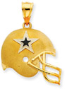 NFL Dallas Cowboys Helmet Pendant with Enamel, 14K Yellow Gold