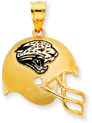 NFL Jacksonville Jaguars Helmet Pendant with Enamel, 14K Yellow Gold