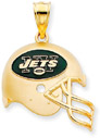 NFL New York Jets Helmet Pendant with Enamel, 14K Yellow Gold