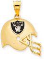 NFL Oakland Raiders Helmet Pendant with Enamel, 14K Yellow Gold