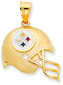 NFL Pittsburgh Steelers Helmet Pendant with Enamel, 14K Yellow Gold