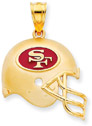 NFL San Francisco 49ers Helmet Pendant with Enamel, 14K Yellow Gold
