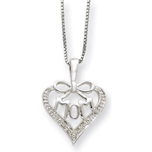 Sterling Silver and Diamond "Mom" Pendant