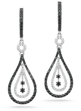 1.30 Carat Black and White Diamond Fashion Earrings