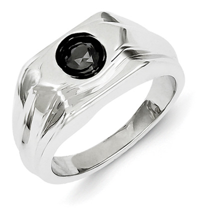 1 Carat Men's black diamond ring crafted in polished 14k white gold. Available in sizes 8-12. Ring weighs approx. 8.0 grams of 14k gold.