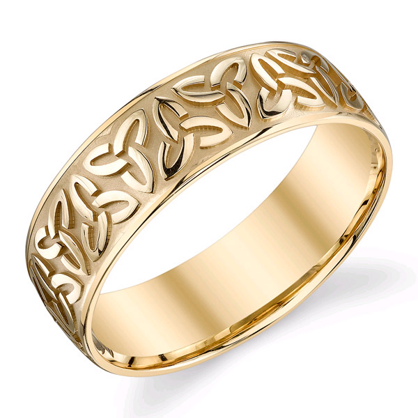 Celtic Trinity Knot Wedding Band in 14K Yellow Gold