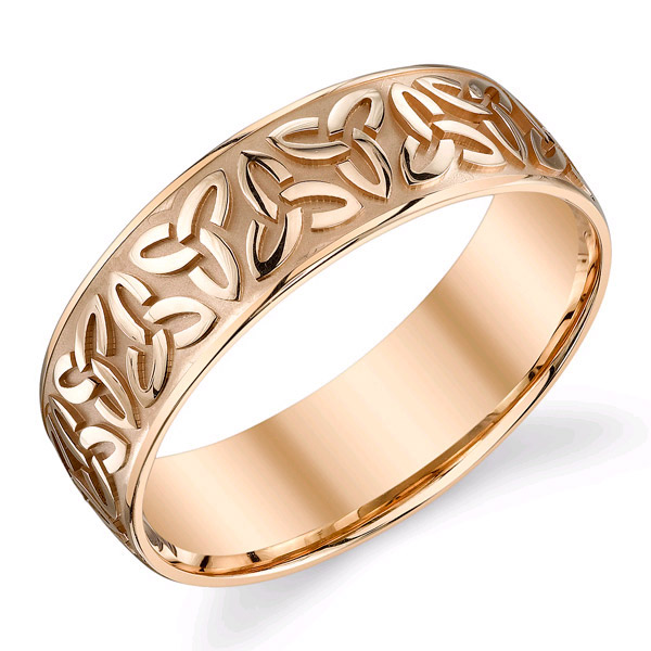 14K Rose Gold Celtic Trinity Wedding Band Ring