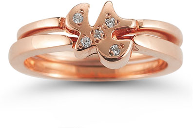 Holy Spirit Dove Diamond Engagement Ring Set in 14K Rose Gold