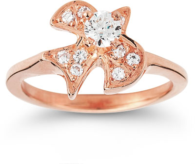 Christian Dove CZ Ring in 14K Rose Gold