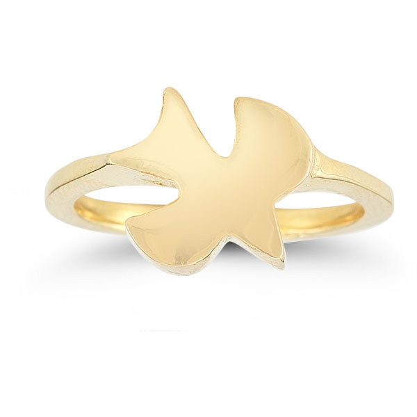 Christian Dove Bridal Wedding Ring Set in 14K Yellow Gold