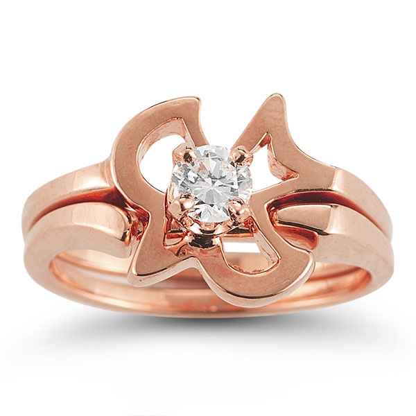 ... Dove Diamond Engagement and Wedding Ring Set in 14K Rose Gold