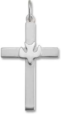 Christian Dove Cross Pendant in Sterling Silver