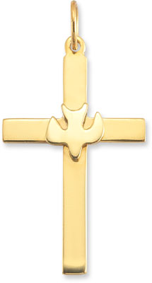 Christian Dove Cross Pendant in 14K Yellow Gold