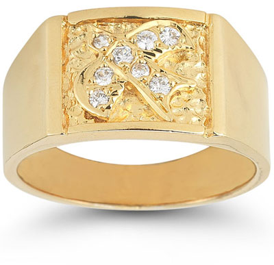 Christian Dove Diamond Holy Spirit Ring in 14K Yellow Gold