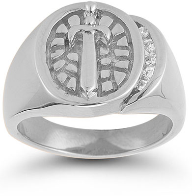 Sword and Shield Diamond Nugget Ring in 14K White Gold