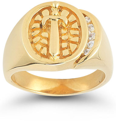 Sword and Shield Diamond Nugget Ring in 14K Yellow Gold