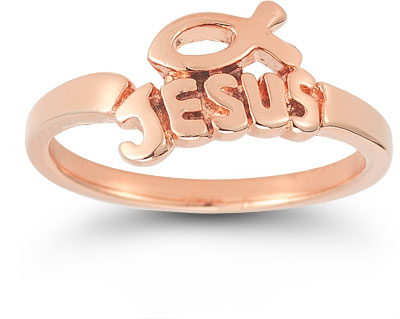 Jesus Ichthus Ring in 14K Rose Gold