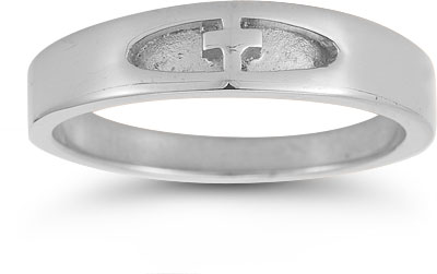 Women's Christian Cross Ring in 14K White Gold