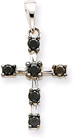Black Diamond Cross Pendant, 14K White Gold