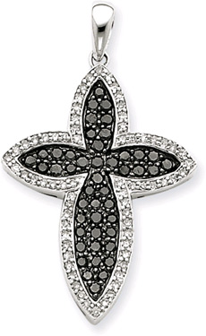 1.00 Carat Black and White Star Cross Pendant