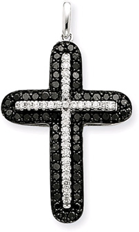 0.92 Carat Black and White Diamond Cross Pendant