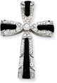 Byzantine Style Diamond and Onyx Cross Pendant