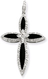 0.35 Carat Diamond and Onyx Cross Pendant