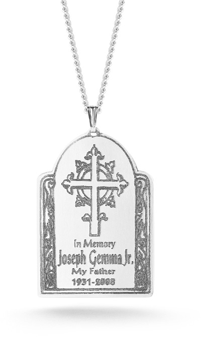 Ornate Cross Memorial Pendant in Sterling Silver