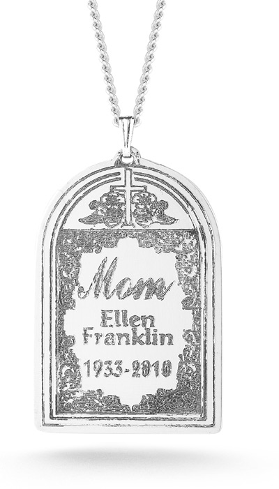 Mom or Dad Memorial Cross Necklace in Sterling Silver