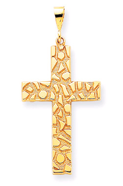 14K Yellow Gold Nugget Cross
