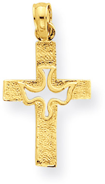 14K Yellow Gold Dove Cross
