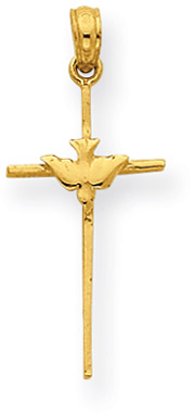 14K Yellow Gold Dove Cross Pendant