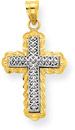 14K Two-Tone Gold Filigree Cross Pendant