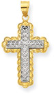 14K Two-Tone Gold Filigree Cross Pendant