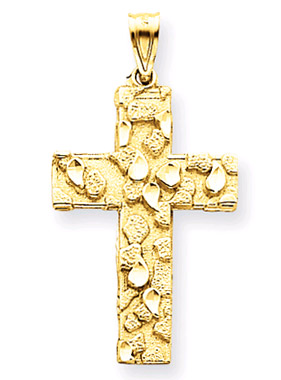 14K Yellow Gold Nugget Cross