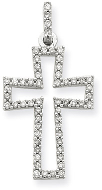 0.25 Carat Diamond Cross Pendant in 14K White Gold