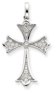 Diamond Cross Pendant in 14K White Gold