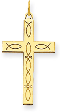 Icthus Cross Pendant in 14K Yellow Gold