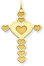 14K Gold Heart Cross Pendant