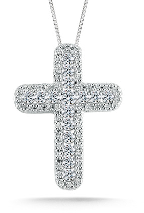 0.60 Carat Diamond Cross Pendant in 14K White Gold