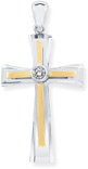 Men's Diamond Solitaire Cross Pendant in 14K Two-Tone Gold