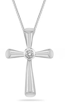 Diamond Solitaire Cross Pendant in 14K White Gold