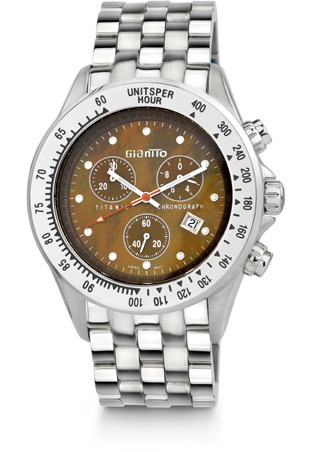 Stainless Steel Titanic III GianTTo Watch with Brown Mother of Pearl